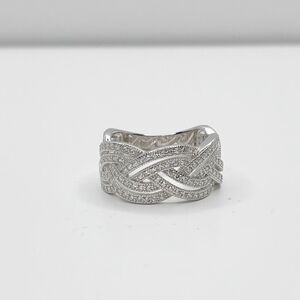 NEW STERLING SILVER | Braided Pave Simulated Diamond Ring